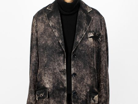 Printed Single Breasted Jacket Black Beige Online Sale