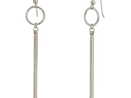 Rhodium Plated Dangling Chain Fancy Earring For Women Sale