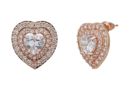 Carlton London Rose Gold Plated Cz Heart Stud Earring For Women For Sale