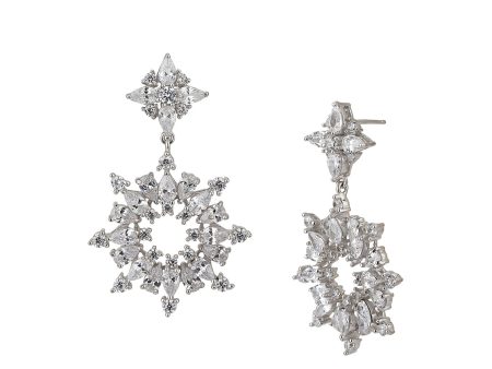 Carlton London Rhodium Plated Cz Drop Earring For Women For Sale