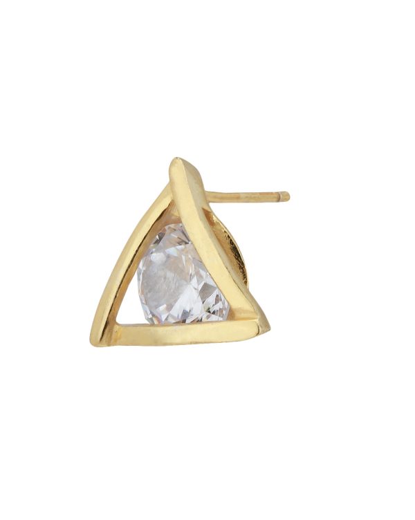 Carlton London Gold Plated Cz Triangular Stud Earring For Women Cheap