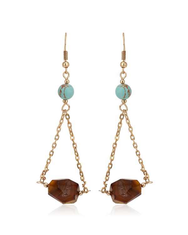 Carlton London Gold Plated Contemporary Drop Earring With Dangling Beads For Women Online Sale