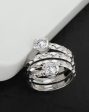 Carlton London Rhodium Plated Silver Toned Cz Stone Studded Adjustable Contemporary Finger Ring For Women Supply