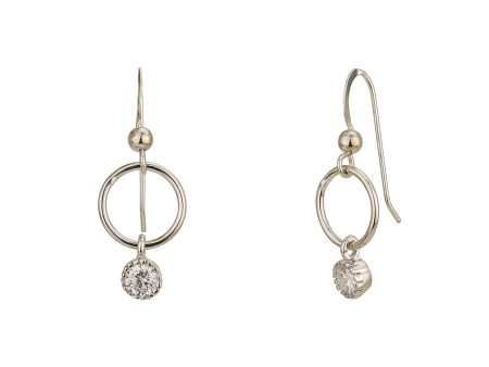 Rhodium Plated Dangling Solitaire Cz Fancy Drop Earring For Sale