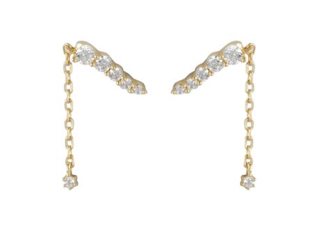 18Kt Gold Plated Cz Fancy Ear Climber With Tassle Earring For Women Sale