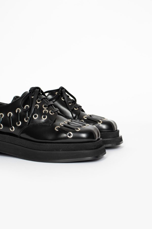 Heart Toe Platform Grommet Brogue Black Online Hot Sale