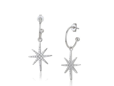 Carlton London  Rhodium Plated Starburst Drop Earrings For Cheap