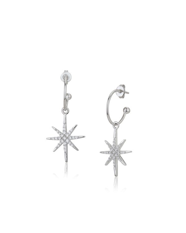 Carlton London  Rhodium Plated Starburst Drop Earrings For Cheap