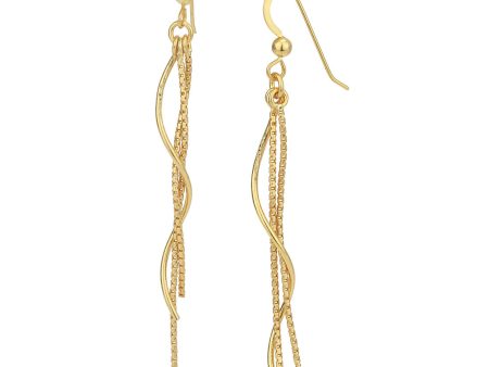 18kt Gold Plated Dangling Bar with Chain Fancy Drop Earring for women on Sale