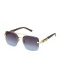 Unisex Gold With Grey Uv Protected Blue  Lens Rectangle Sunglass on Sale