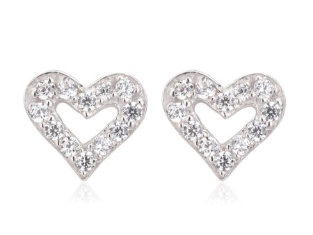 Carlton London 925 Sterling Rhodium Plated Cz Heart Stud Earring For Women For Discount