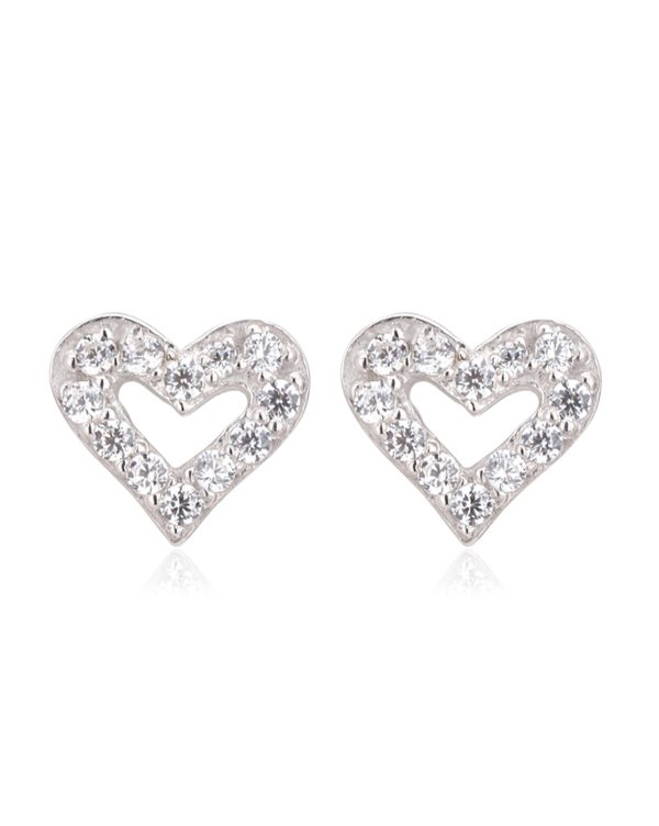 Carlton London 925 Sterling Rhodium Plated Cz Heart Stud Earring For Women For Discount