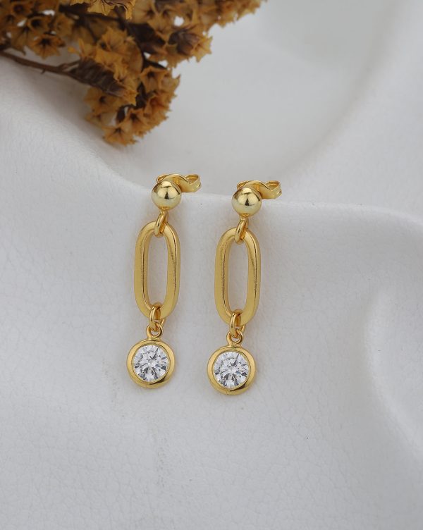 18kt Gold Plated with CZ Drop Earring Online