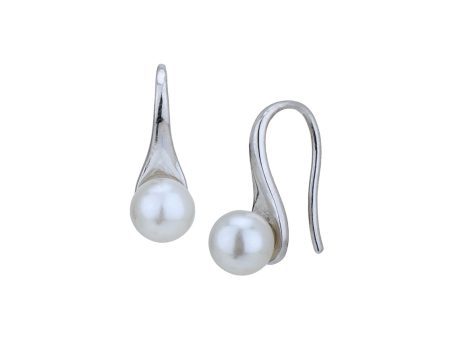 Rhodium Plated with Pearl Drop Earring for women For Sale