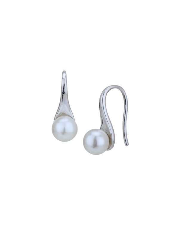 Rhodium Plated with Pearl Drop Earring for women For Sale