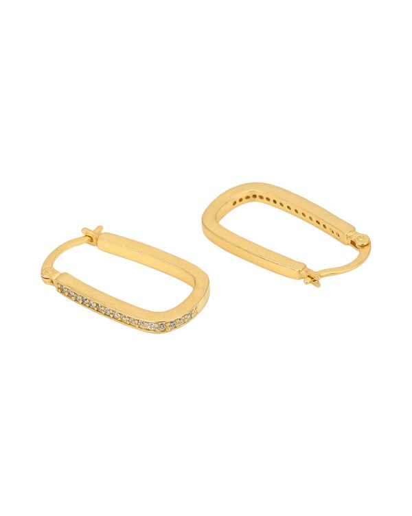 18Kt Gold Plated With Zirconia Stylish Studded Hoop Earring Hot on Sale