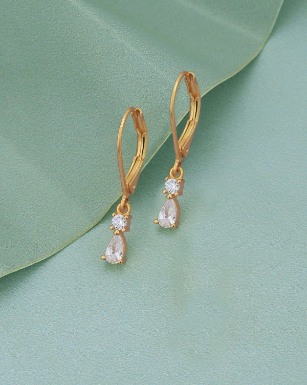 18kt Gold Plated Dangling Solitaire Drop Earring for women Supply