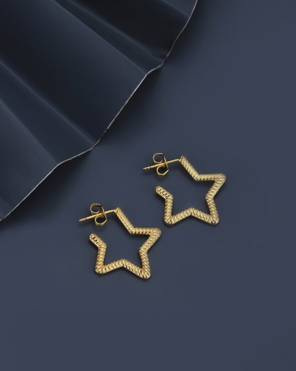 18kt Gold Plated Star Half Hoop Earring Sale