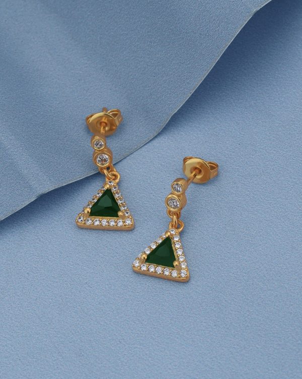 18kt Gold Plated with CZ Triangular Drop Earring for women For Cheap