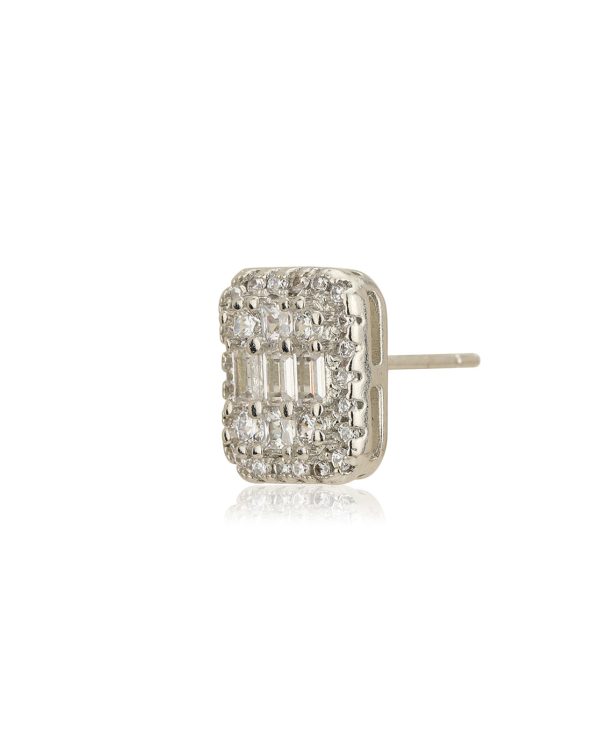 Silver Plated CZ Square Stud Earring for women Online now