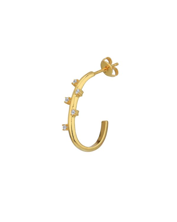 18kt Gold Plated with CZ Half Hoop Earring For Discount