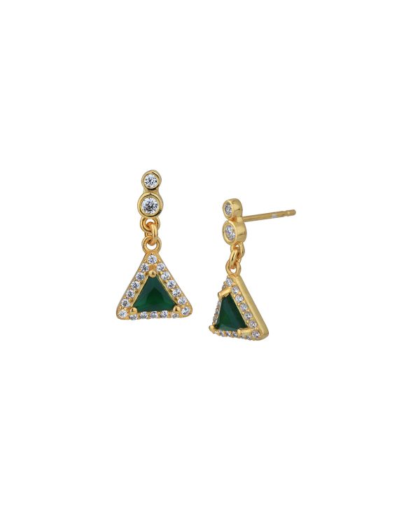 18kt Gold Plated with CZ Triangular Drop Earring for women For Cheap