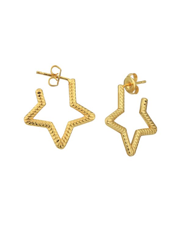 18kt Gold Plated Star Half Hoop Earring Sale