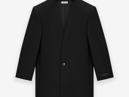 Wool Gabardine Lapelless Suit Jacket Supply