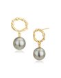 Gold Plated Hanging Pearl Hoop Earring for women For Sale