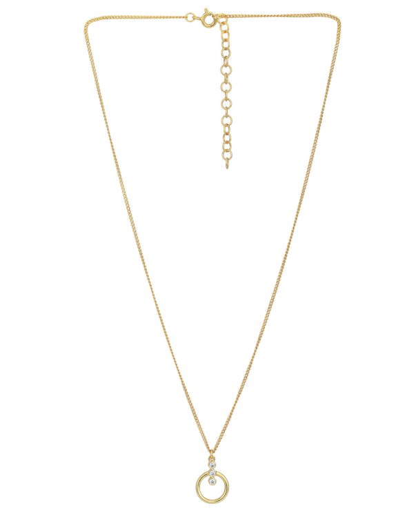 18kt Gold Plated CZ Circle & Bar Pendant with Chain Online now