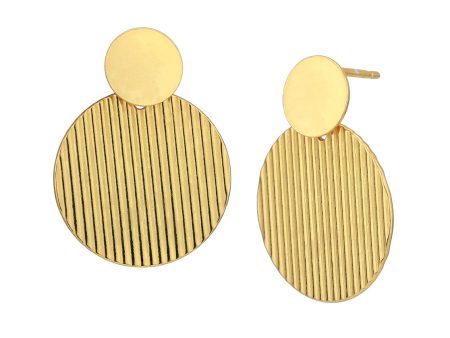 18kt Gold Plated Textured Circular Drop Earring For Cheap