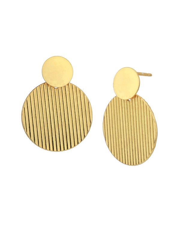 18kt Gold Plated Textured Circular Drop Earring For Cheap