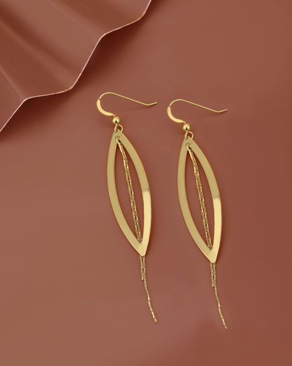 18kt Gold Plated Fancy Oval Drop Earring for women Fashion