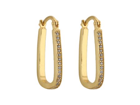 18Kt Gold Plated With Zirconia Stylish Studded Hoop Earring Hot on Sale