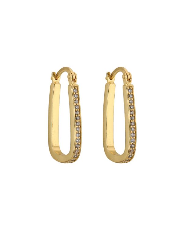 18Kt Gold Plated With Zirconia Stylish Studded Hoop Earring Hot on Sale