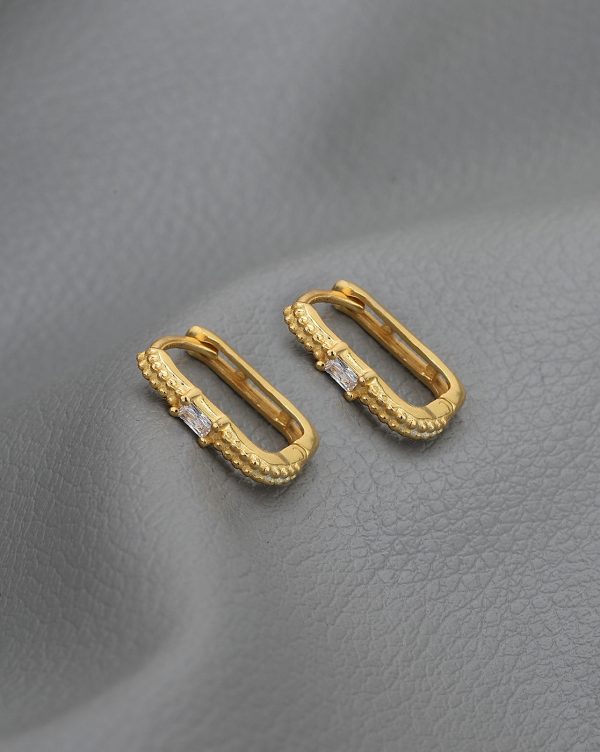 18kt Gold Plated with CZ Hoop Earring Online Sale