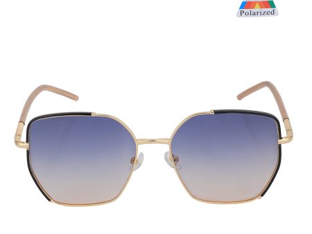 Premium Gold with Black Toned & Polarised Lens Oversized Sunglass for Women For Sale