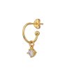 18kt Gold Plated with Dangling CZ Half Hoop Earring Hot on Sale