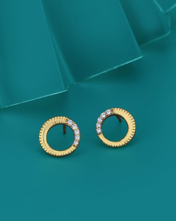 18kt Gold Plated with CZ Petite Textured Stud Earring Discount