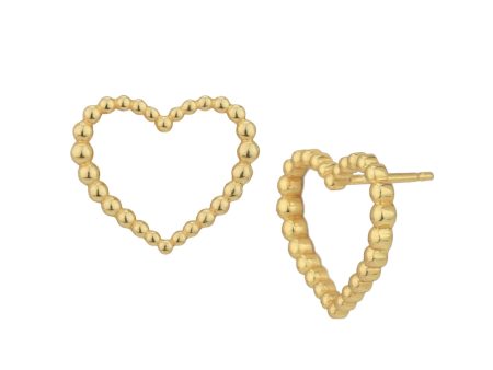 18kt Gold Plated Textured Heart Stud Earring For Cheap