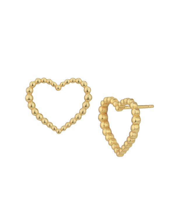 18kt Gold Plated Textured Heart Stud Earring For Cheap