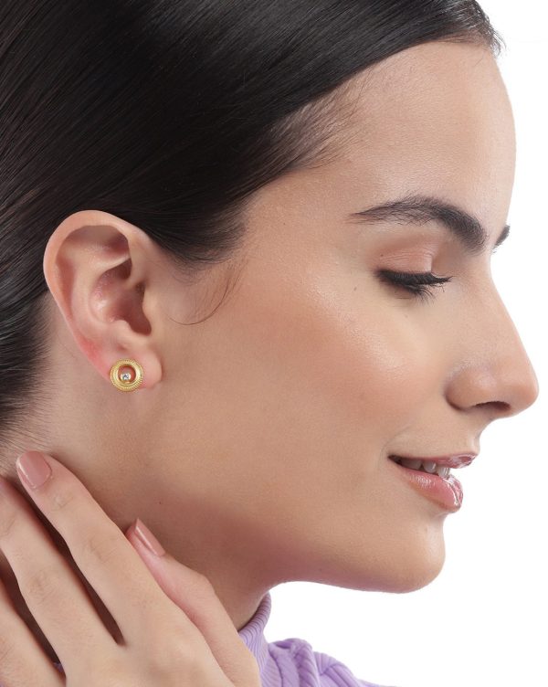 18kt Gold Plated with CZ Circular Stud Earring for women Supply