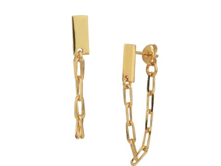 18kt Gold Plated Dangling Chain Front Back Drop Earring for women Sale