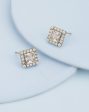 Silver Plated CZ & Pearl Square Stud Earring for women Fashion