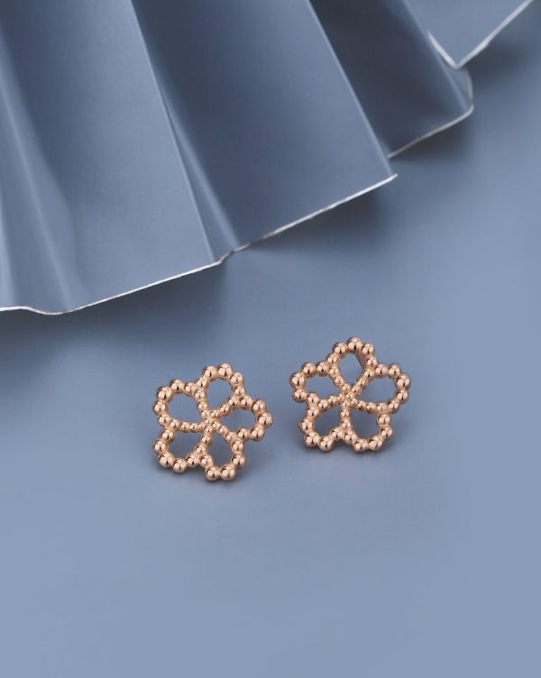 18kt Rose Gold Plated Floral Bold Stud Earring Discount