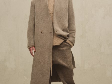 Alpaca Herringbone Lapelless Coat Online Sale