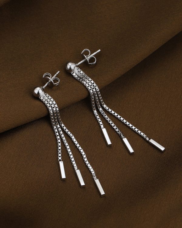 Rhodium Plated Contemporary Drop Earring for women on Sale