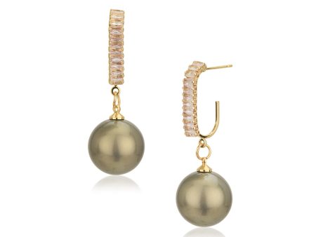 Gold Plated with Hanging Pearl Fancy Half Hoop Earring for women Online Hot Sale