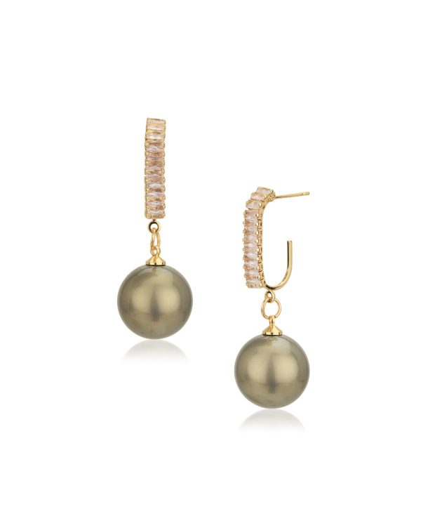 Gold Plated with Hanging Pearl Fancy Half Hoop Earring for women Online Hot Sale