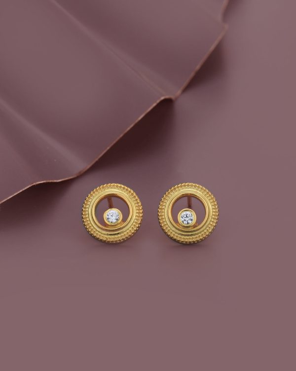 18kt Gold Plated with CZ Circular Stud Earring for women Supply